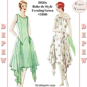 1929 Vintage Schnittmuster Damen 1920er Jahre Robe de Style Brisac Couture Kleid #3160 - Papier Version