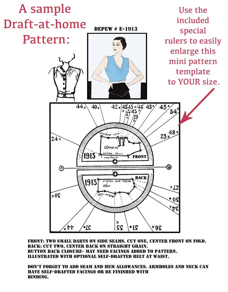Pattern Template & Scale Rulers Menswear Vintage Sewing Pattern Men's ...