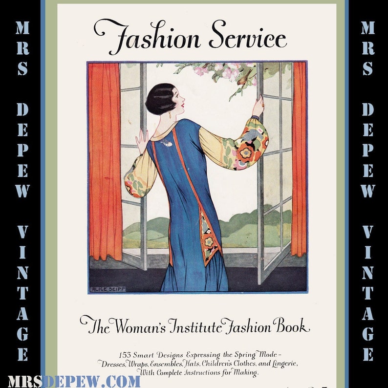 Vintage Sewing Book Spring 1925 Fashion Service Magazine Dressmaking Ebook Featuring Hats, Dresses and Lingerie INSTANT DOWNLOAD image 1