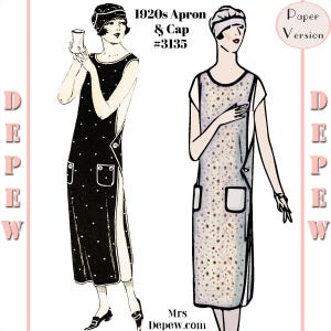 1920-1924 Vintage Schnittmuster 1920s Damen Schürze & Mütze #3135 S, M, L, XL, XXL - Papierversion