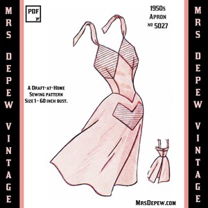 Vintage Schnittmuster Vorlage & Skala Lineale 1940er Jahre Schürze in Jede Größe - PLUS Size inklusive - 5027 -SOFORT DOWNLOAD-