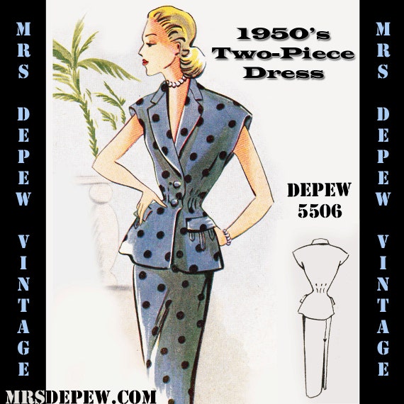 Vintage Sewing Pattern 1950's Two-Piece Dress in Any Size | Etsy