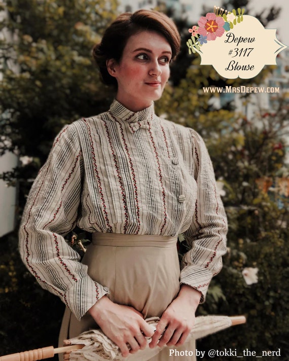 1900s Vintage Sewing Pattern 1908 Ladies' Shirt Waist Blouse 1900s Vintage Sewing Pattern 1908 Ladies' Shirt Waist Blouse