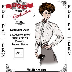 1900s Vintage Schnittmuster 1908 Damen Hemd Bluse 102cm Bündchen #3117 - SOFORT DOWNLOAD