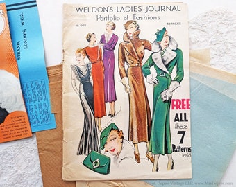 1934 Vintage British Magazine Weldon's Ladies' Journal Including Rare Sewing Patterns