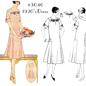 MultiSize Vintage Sewing Pattern Ladies' 1920s Dress 3046 32 34 36 38 40 42 44 46 48 50 Bust INSTANT DOWNLOAD image 4