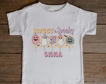 Sweet & Spooky, Halloween benutzerdefinierte Name Shirt, Mädchen Halloween Shirt, Mädchen Halloween Shirt, personalisierte Halloween Shirt, Halloween Geschenk