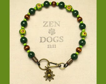 Happiness, Sunflower Dog Necklace – Hand-Painted Beads, Handmade Reiki-Infused Zen Pet Jewelry
