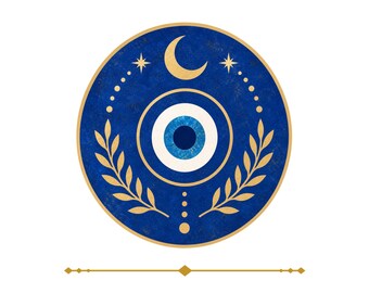 Moon Guardian Evil Eye Charm, Blue Chalcedony, White Jade, Reiki Charm • Healing Energy Clip • For Bags, Collars, and Keys