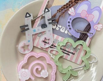 Cartoon Acrylic Keychain Charm, Cute Bag Charm with Carabiner Clip, Backpack Keyring, Kawaii Hanging Ornament, Gift for Friends