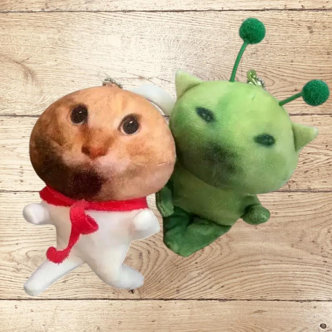 Cute Cat Alien Plush, Meme Viral Tikok, Alien Cat Plush Toy, Green ...