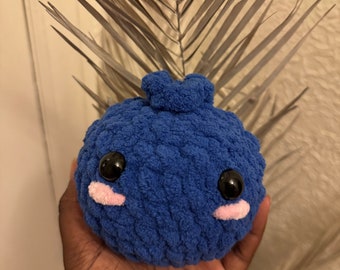 Kawaii Juicy Blueberry Plushie, Crochet Blueberry Plushie, Crochet Blueberry, Kawaii Blueberry Plushie
