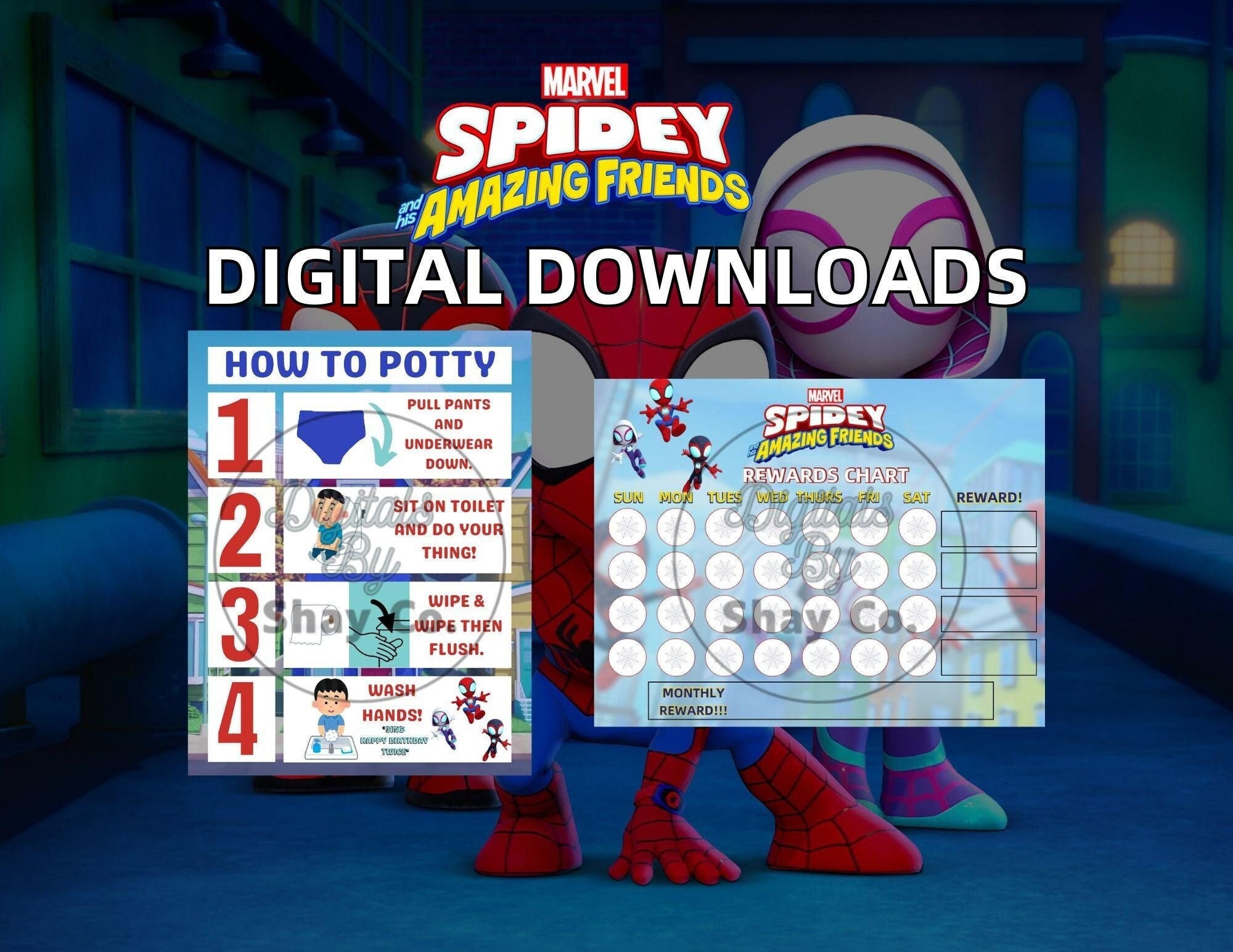 Spidey & Friends Potty/reward Chart and Potty Instructions - Etsy