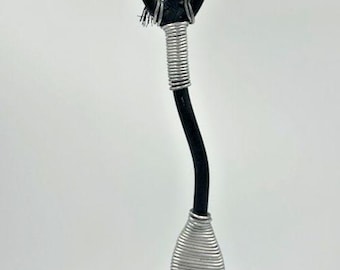 Vintage Wrought Iron Tribal Stick Figure Woman Candle Holder South Africa 17.5"