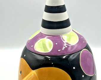 FREEship! Vtg Joanne Delomba Lotus Wacky Bird Cookie Jar Spinner Propeller Hat