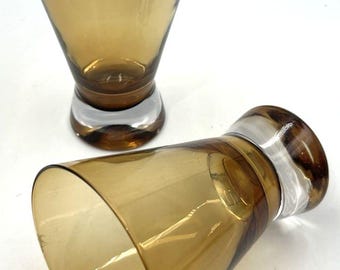 Amber Glass Tumbler Set of 2 Mid Century Modern Honey Gold Stemless Rocks Glasses Cone Shape 12oz Cocktail Barware