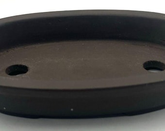 Japanese Tokoname Ware Bonsai Pot Unglazed Purple Clay Oval 7.25 x 4.625"