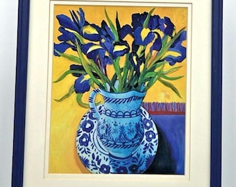 Isy Ochoa Irises Series I Giclée Post-Impressionism Art Print Framed 12x15"