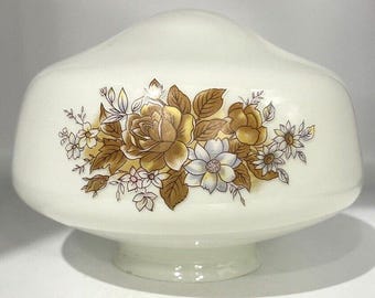 Vintage Ceiling Light Fan Cover Globe White Milk Glass Floral 3 3/4" Mouth