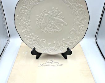 Lenox Wedding Promises Anniversary Plate 12.5" Lovebirds Peonies Platinum Box