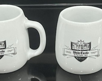 Set of 2 Vintage 1995 White Castle Ashtray Bottom Coffee Mug Stoneware 12oz EX