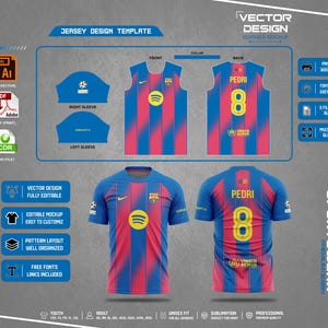 Modello per sublimazione di maglia da calcio, vettoriale AI PDF CDR, mockup personalizzato per uniforme di squadra