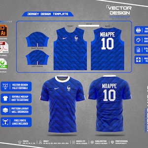Plantilla de diseño de camiseta de fútbol: Maqueta vectorial editable (AI, PDF, CDR)