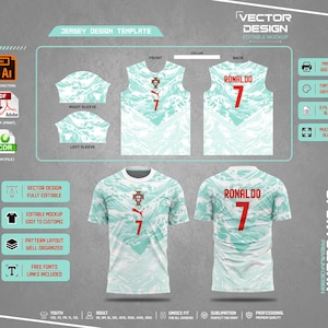 Soccer Jersey Mockup Template, Editable Vector Tech Pack (AI, PDF, SVG)