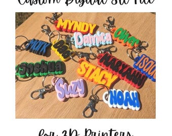 Custom Name Keychain STL 3D Print File