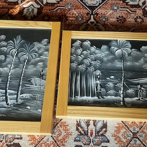 Pair of Framed Folk Art Haitian Paintings