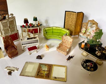 50+ Pieces Ideal Petite Princess Fantasy Doll House Furniture And Accesories Vintage