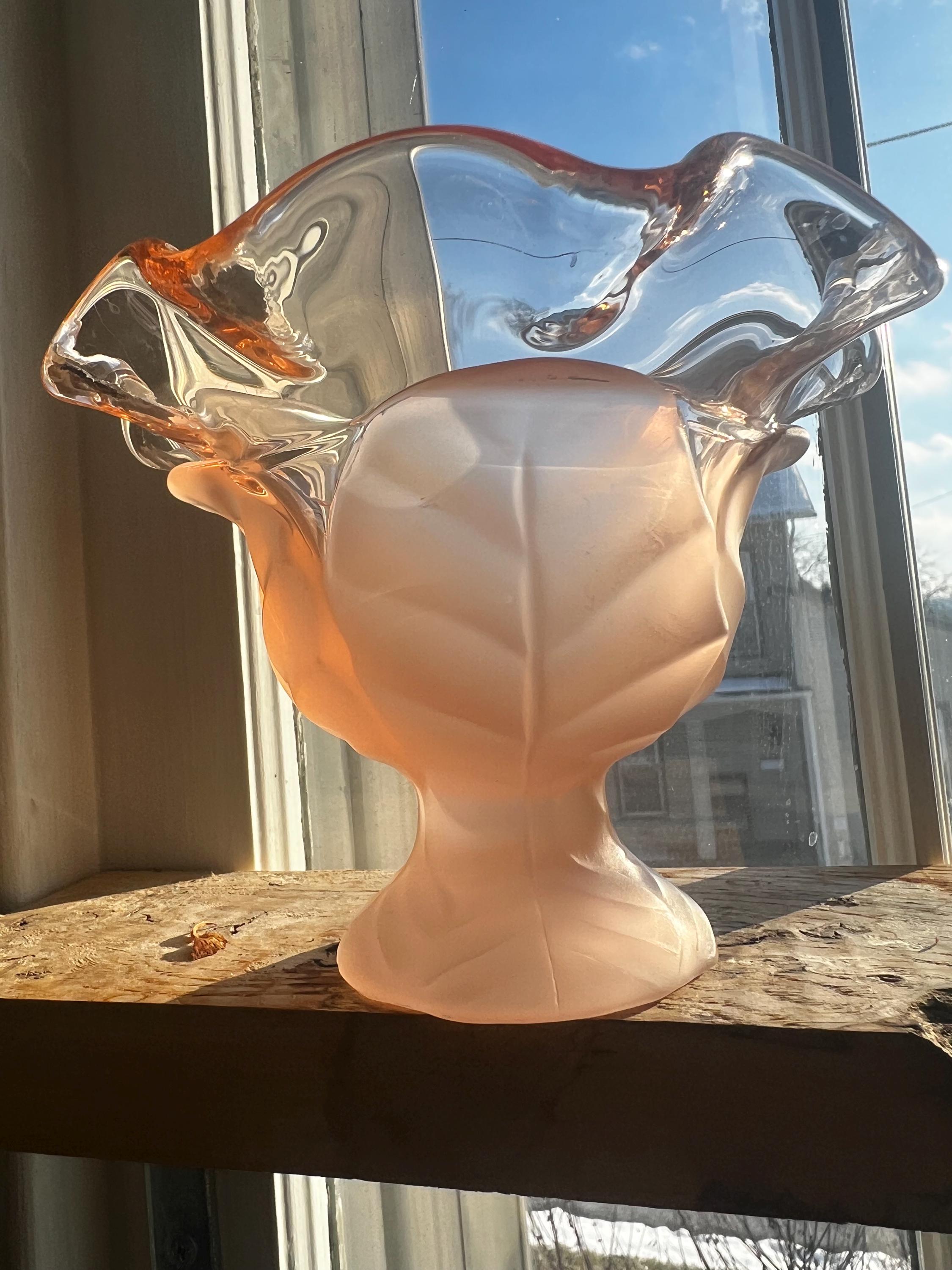 Pink Ruffle Rim Viking Glass Epic Leaf Satin Pink Ruffled Rim Candy Dish - Etsy