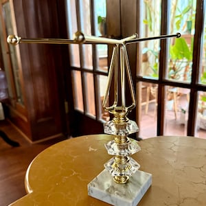 Vintage Elegant Free Standing Towel/ Jewelry Holder with Italian Marble Base