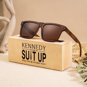 Personalized Wooden Sunglasses, Groomsmen Gifts, Groomsmen Proposal, Custom Engraved Unisex Wood Sunglasses, Mens Gift, Groomsmen Sunglasses