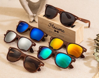 Personalized Walnut Wood Sunglasses, Groomsman Sunglasses, Groomsmen Gifts, Custom Wood Sunglasses, Groomsmen Proposal, Gift for Groomsman