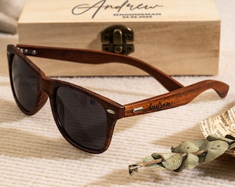 Gafas de sol de madera de nogal personalizadas, gafas de sol para padrinos de boda, regalos para padrinos de boda, gafas de sol de madera personalizadas, propuesta de matrimonio, regalo para padrinos de boda