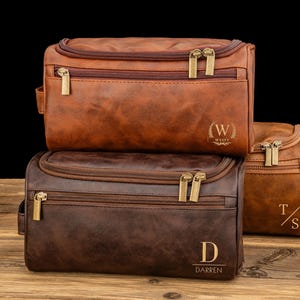 Trousse de toilette personnalisée en cuir pour homme, cadeaux de garçons d'honneur, accessoire en cuir pour homme kit Dopp, cadeau d'anniversaire pour lui, cadeau de Noël pour homme