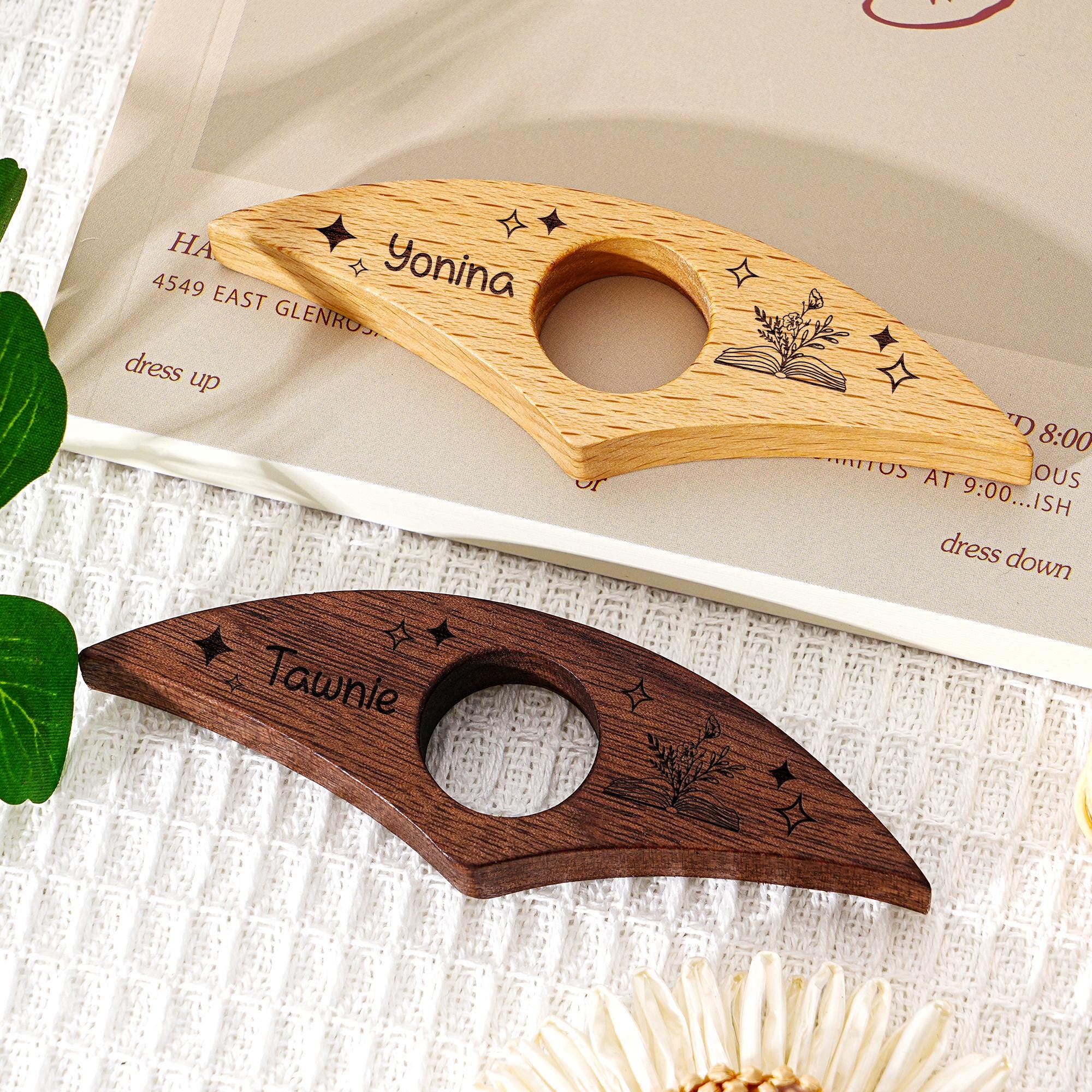 Personalized Thumb Book Page Holder, Customizable Name Bookmark, Walnut ...