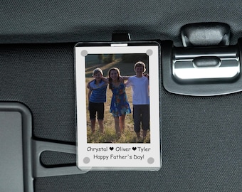 Personalized Dad Photo Car Visor Clip, Drive Safe Daddy Visor Clip, Car Sun Visor Photo Holder, Car Visor Picture Frame, Fathers Day Gift