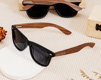 Personalized Walnut Wood Sunglasses, Groomsman Sunglasses, Groomsmen Gifts, Bachelor Party Gifts, Groomsmen Proposal, Gift for Groomsman