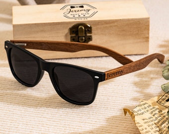 Gafas de sol personalizadas de madera de nogal, gafas de sol de padrino, regalos de padrinos, regalos de despedida de soltero, propuesta de padrinos, regalo para padrinos
