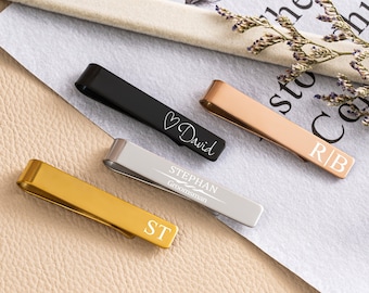Engraved Tie Clip for Him | Custom Initials Tie Pin | Wedding Gift for Men | Christmas Gift for Dad | Unique Tie Bar | Groomsmen Gifts