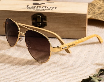 Gafas de sol de madera personalizadas con caja, gafas de sol de padrino, regalos de padrinos, regalos de despedida de soltero, propuesta de padrinos, regalo para padrinos