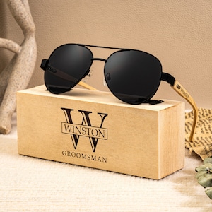 Custom Engraved Wooden Sunglasses, Personalized Groomsmen Gift Set, Trendy Best Man Proposal Idea, Unique Gift for Men
