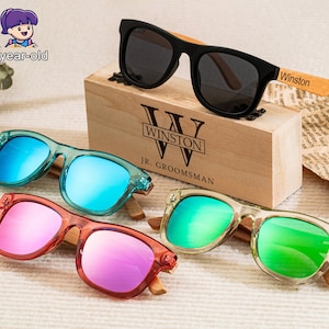 Occhiali da sole per bambini personalizzati, occhiali da sole di sicurezza per anelli portatori di anelli, occhiali da sole per bambini, occhiali da sole per ragazze con fiori, regalo di nozze per bambini