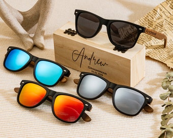 Gafas de sol personalizadas de madera de nogal, gafas de sol de padrino, regalos de padrinos, regalos de despedida de soltero, propuesta de padrinos, regalo para padrinos