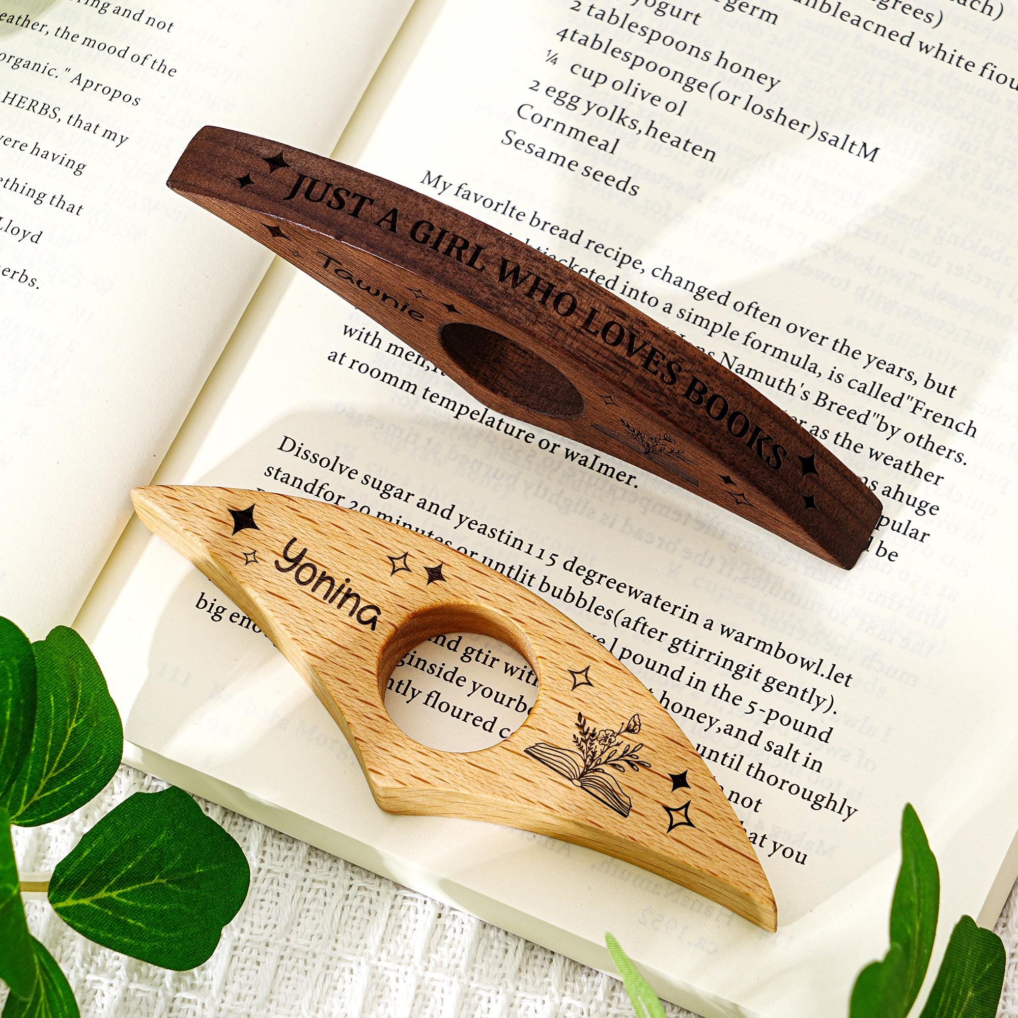 Personalized Thumb Book Page Holder, Customizable Name Bookmark, Walnut ...