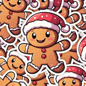 Cute Christmas Gingerbread Man Sticker, Cute Gingerbread Man Sticker, Cute Christmas Sticker, Christmas Gingerbread Man Sticker