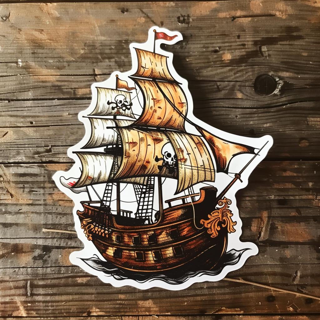 Pirate Ship Sticker, Pirate Sticker - Etsy