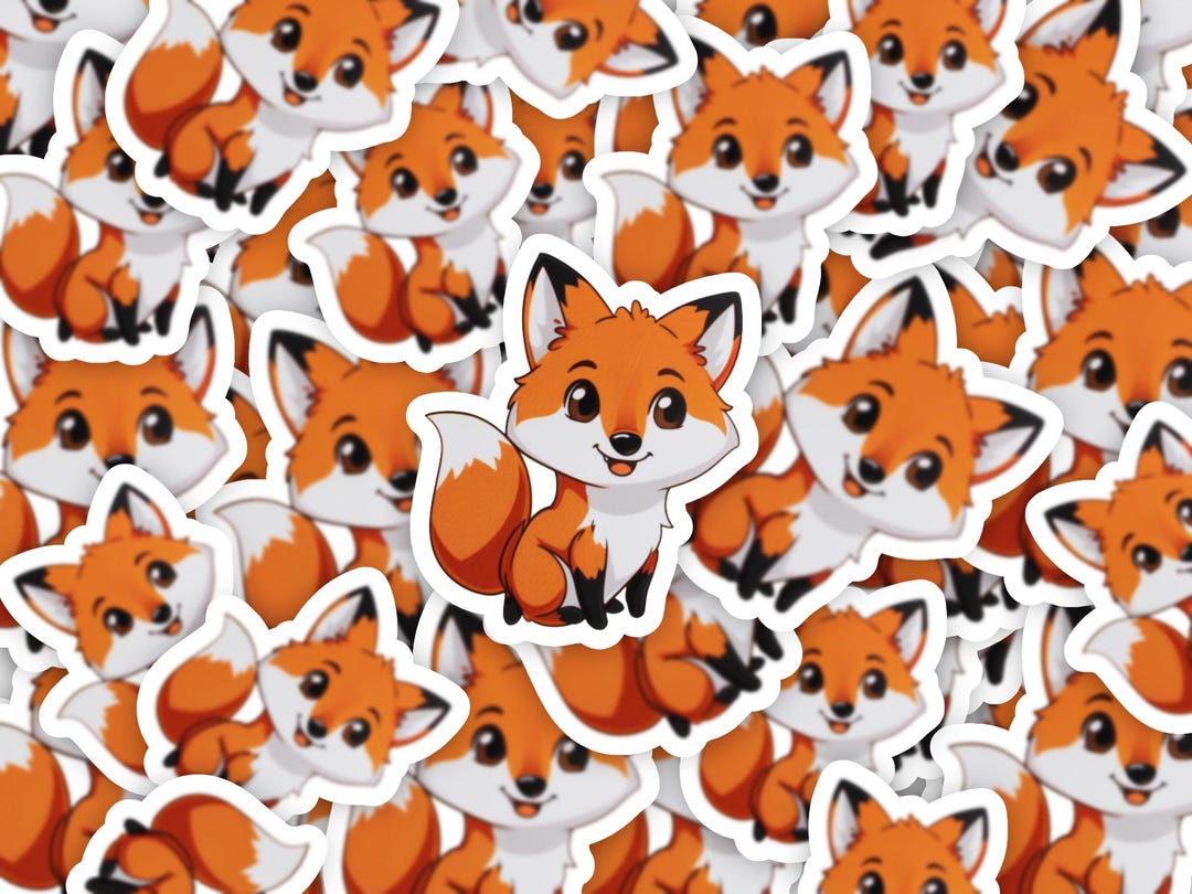 Smiling Fox Sticker Cute Fox Sticker, Fox Sticker - Etsy